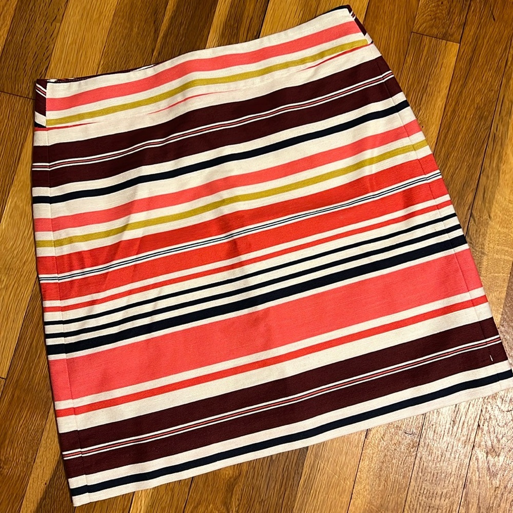 LOFT Striped Cotton Blend Lined Mini Skirt